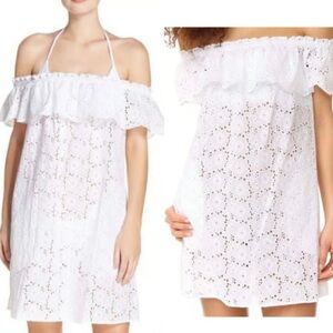 Tory Burch M White Eyelet Beach Coverup off the shoulder